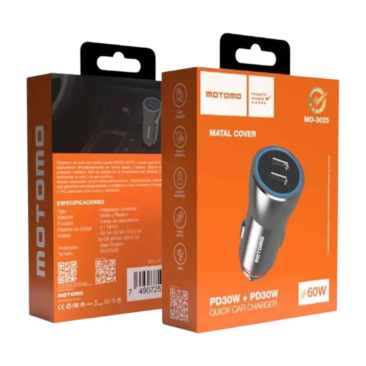 MOTOMO - Cargador Telefono Auto 60w Motomo
