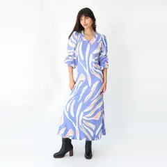 NATALIA SEGUEL - Vestido Andy Celeste Manchas Beige - Diseño de Autor -