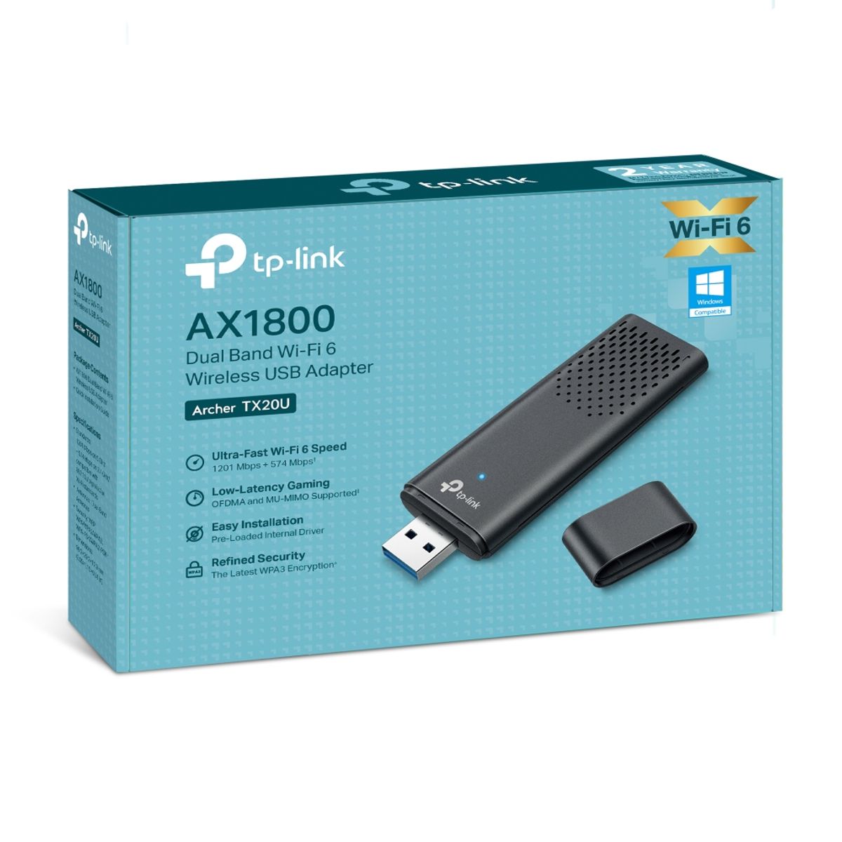 TP LINK - Archer Adaptador USB Wi-Fi 6 inalámbrico de alta ganancia AX1800