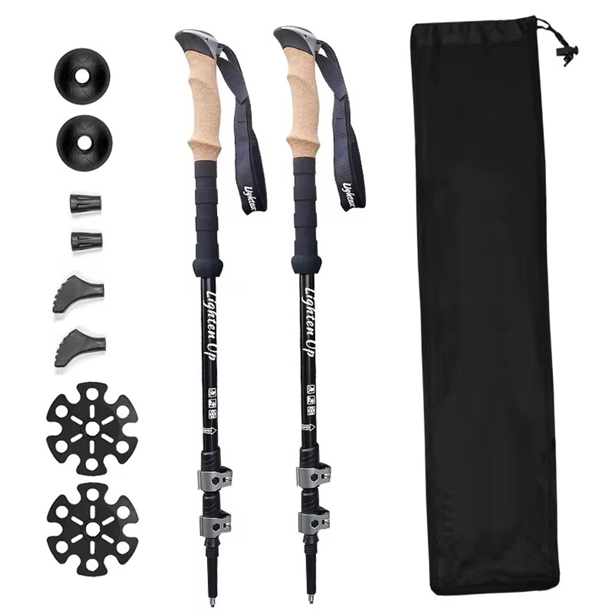 GENERICO - pack 2 Bastones Trekking Senderismo Plegable Aluminio