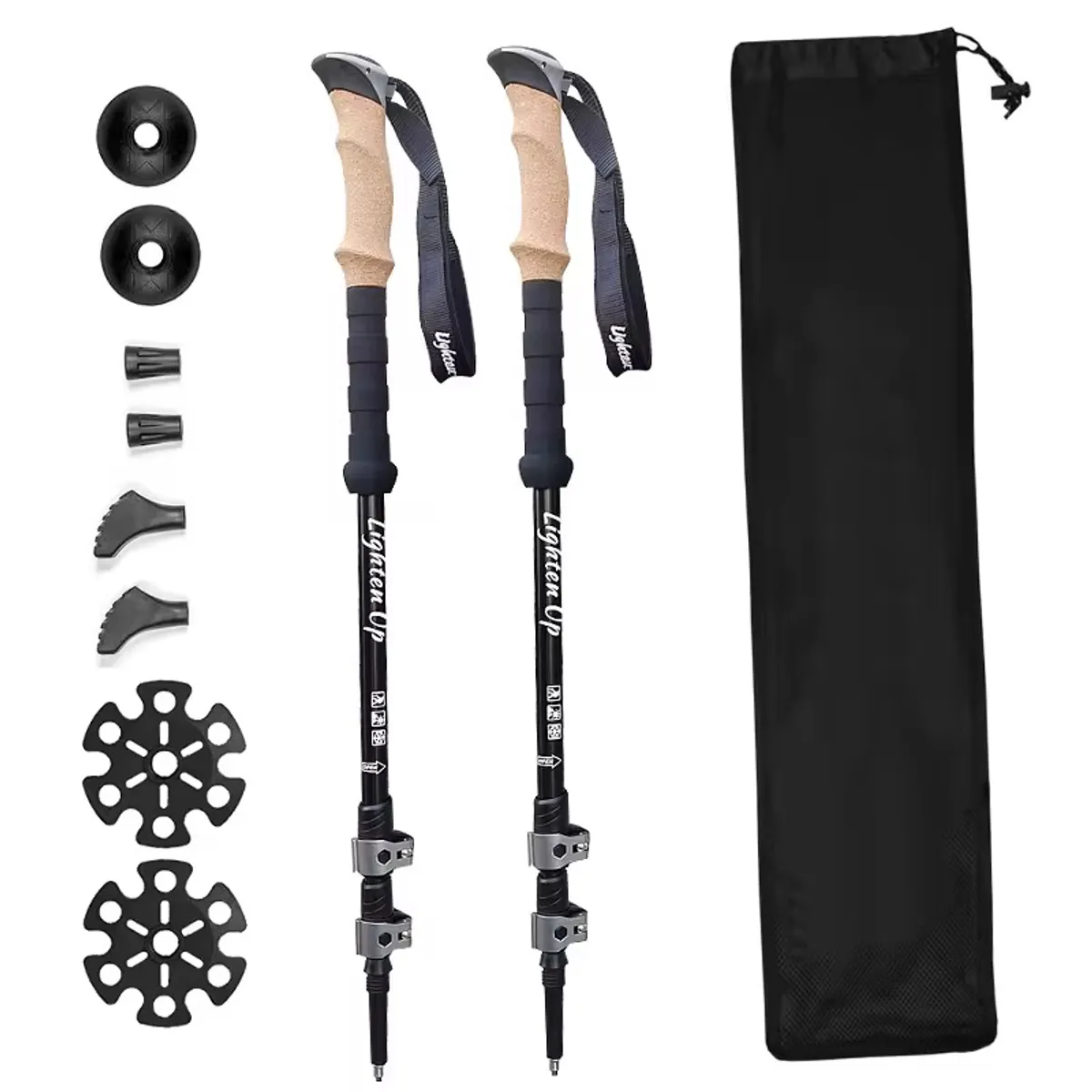 GENERICO - pack 2 Bastones Trekking Senderismo Plegable Aluminio