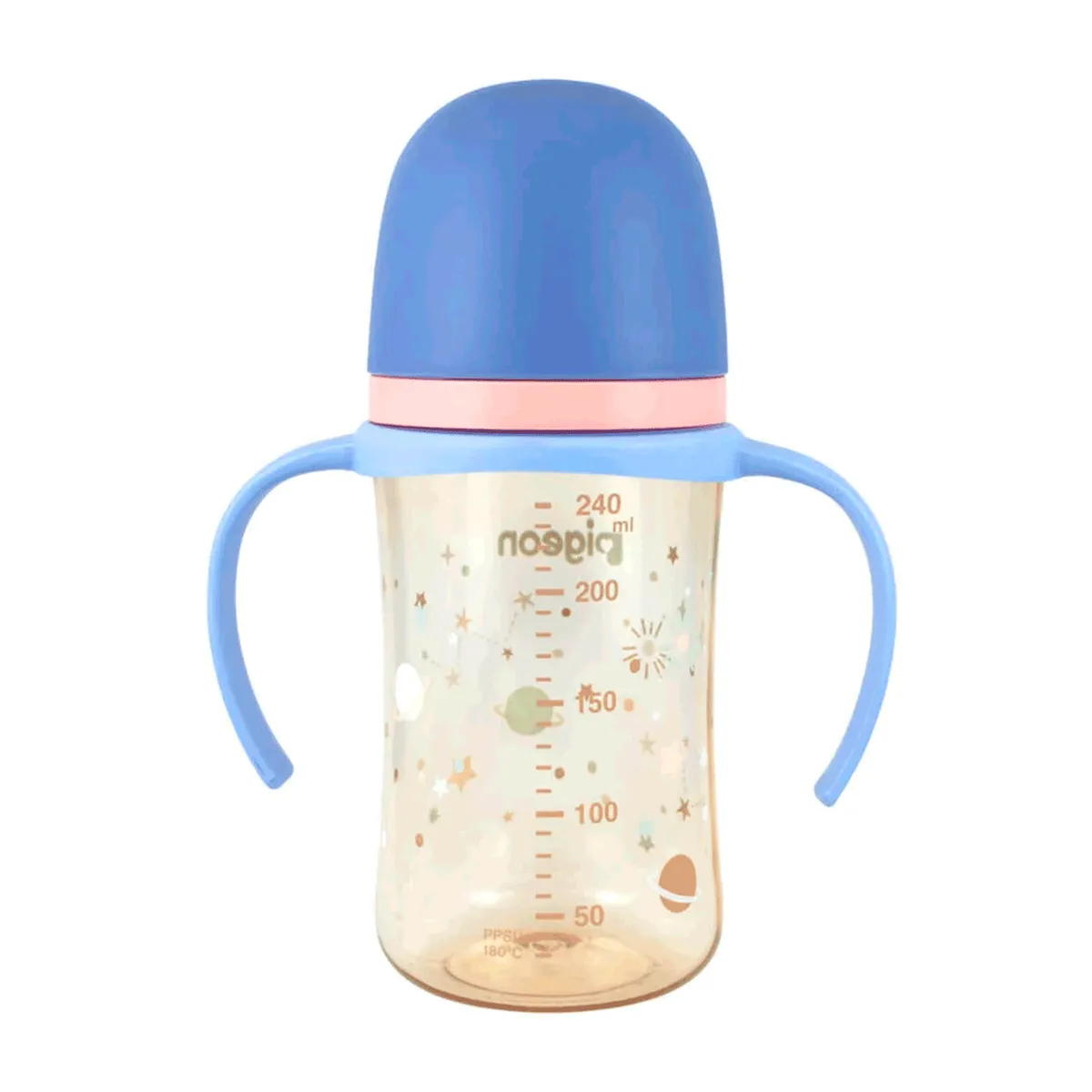 PIGEON - Biberón Mamadera Softouch Planets 3 con Asa 240 ml Pigeon