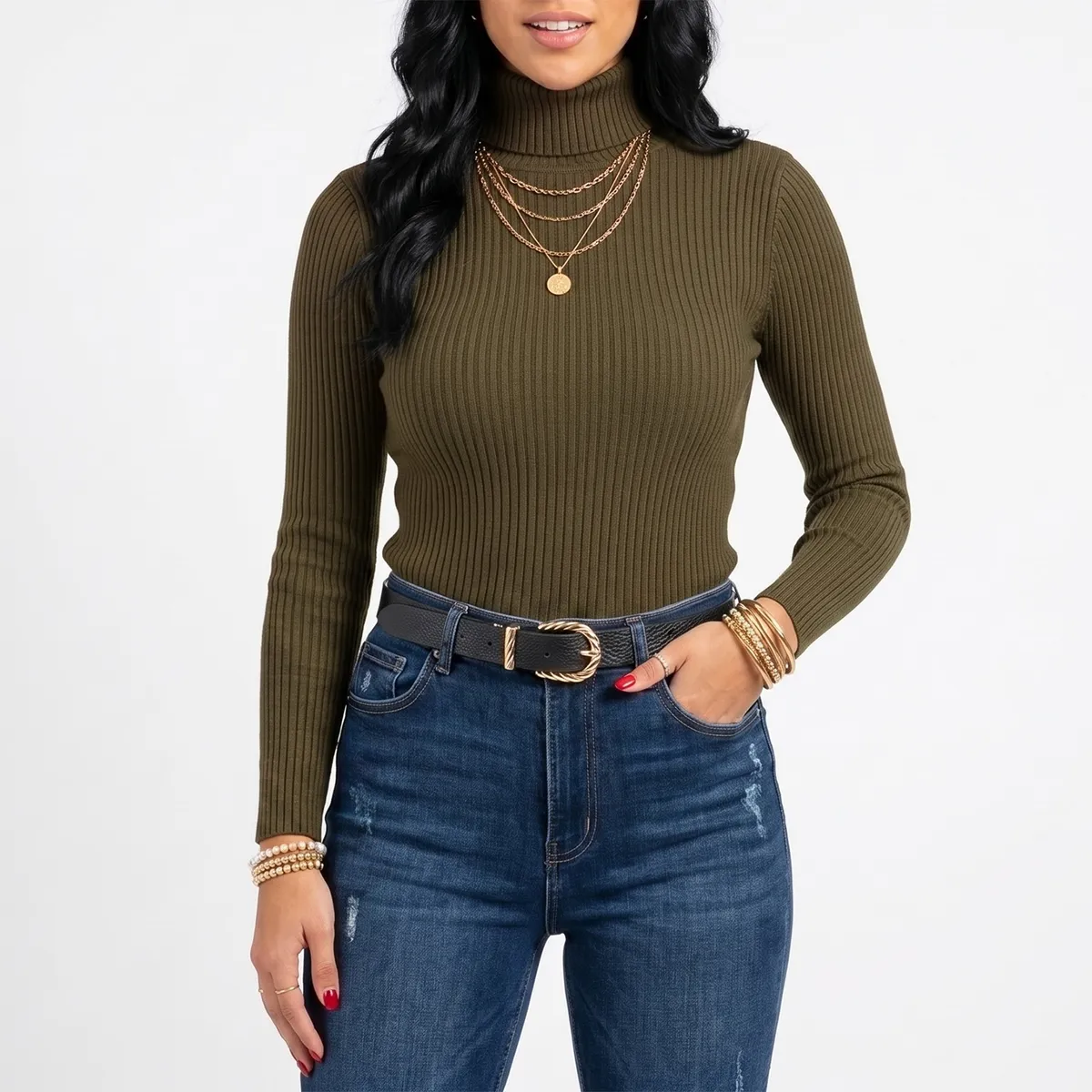 HIPSY SWIMWEAR - sweater beatle básico mujer invierno de punto colores