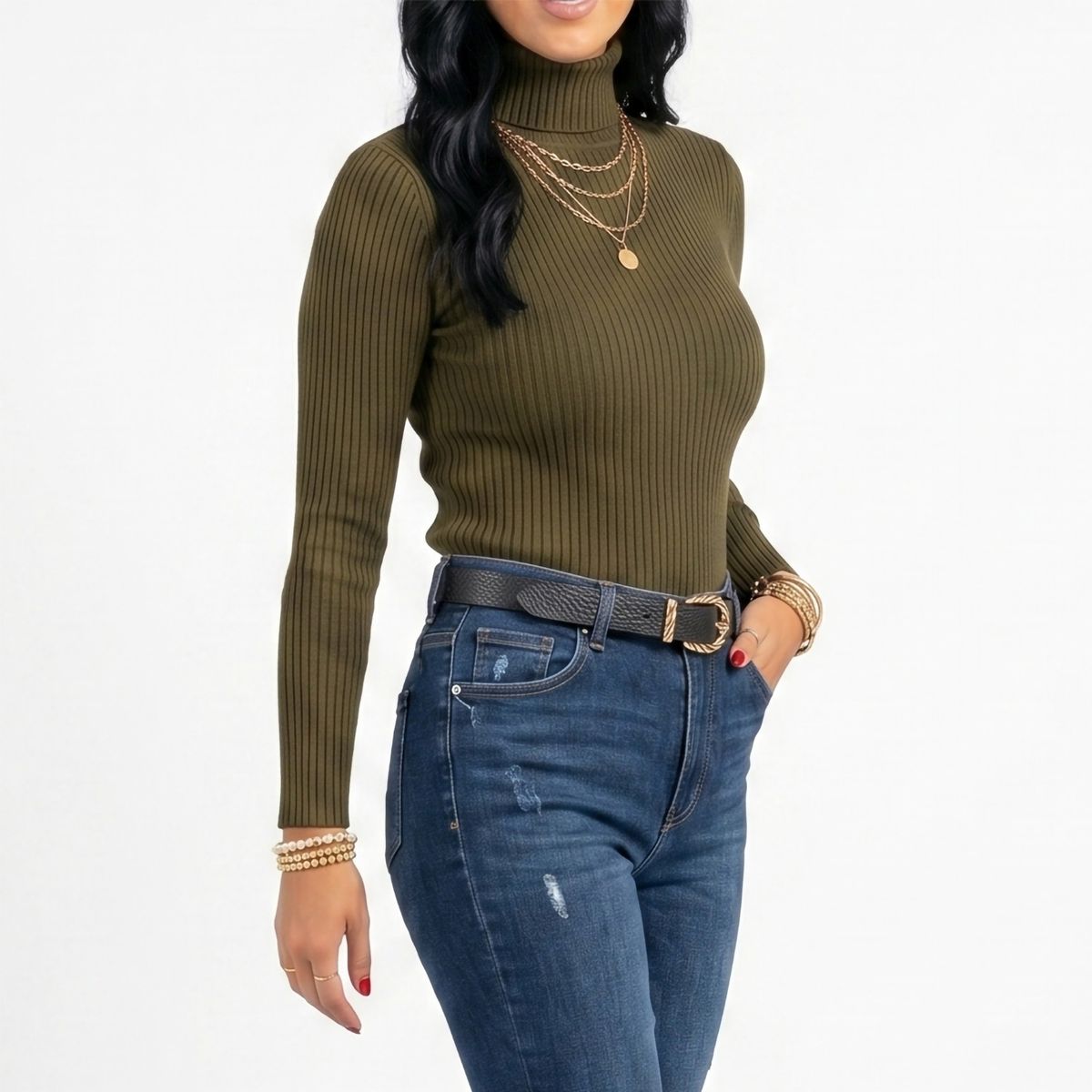 HIPSY SWIMWEAR - sweater beatle básico mujer invierno de punto colores