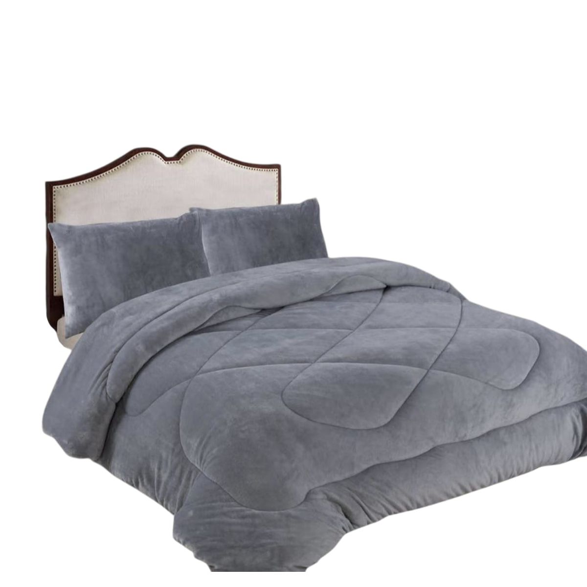 GENERICO - Cobertor  Plush con Choporro, 2 plazas, Gris