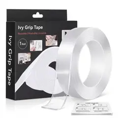 GENERICO - Cinta Doble Contacto Transparente 3 Metros Ivy Grip Tape Color Blanco Liso