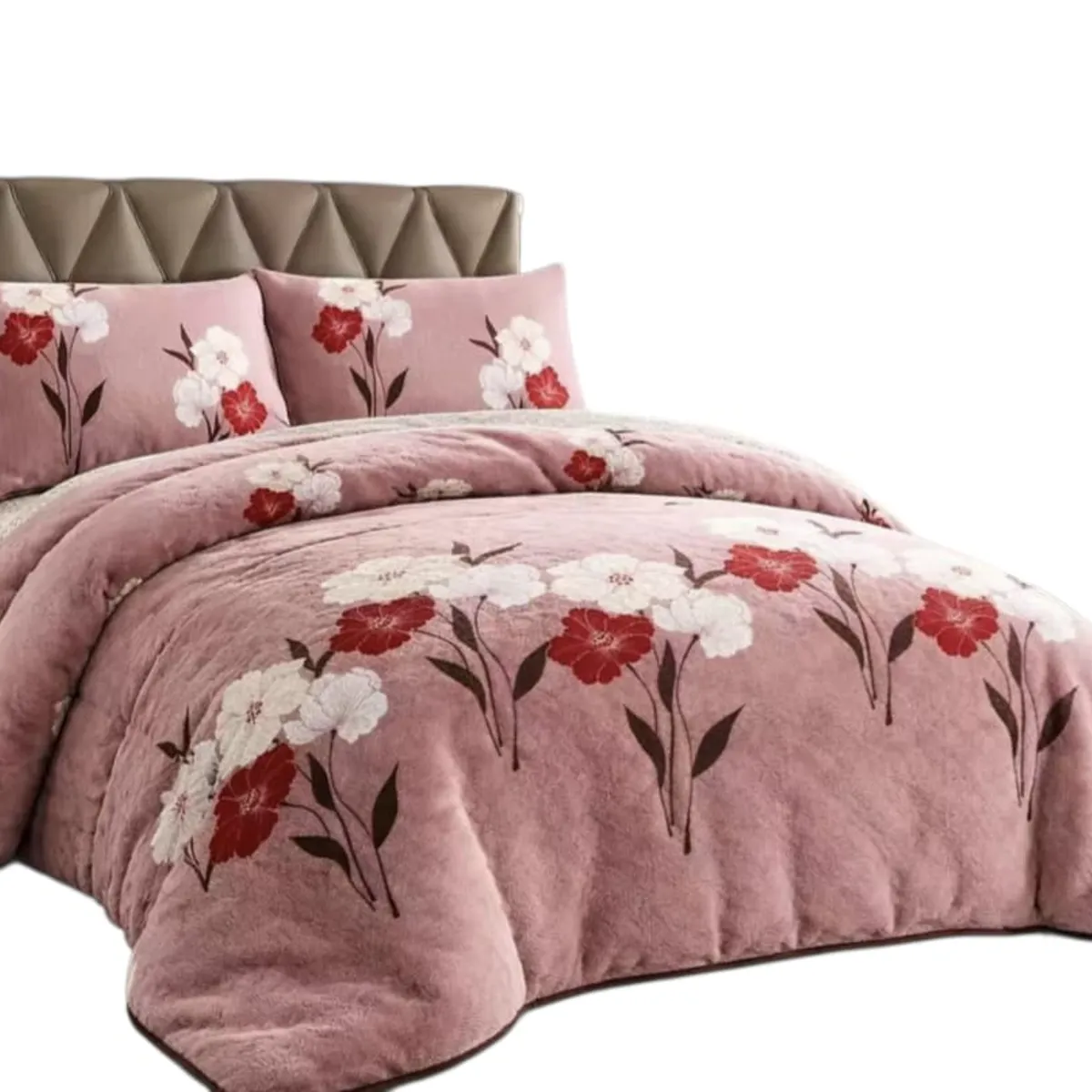 GENERICO - Cobertor  Plush con Choporro, 2 plazas, Rosado Floreado