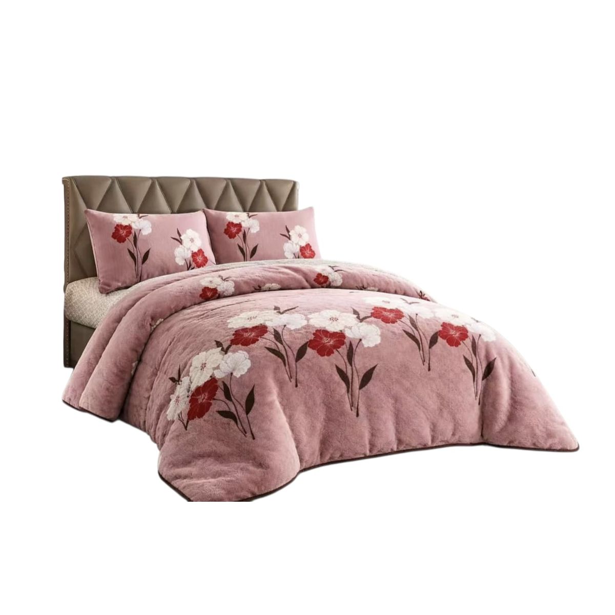 GENERICO - Cobertor  Plush con Choporro, 2 plazas, Rosado Floreado