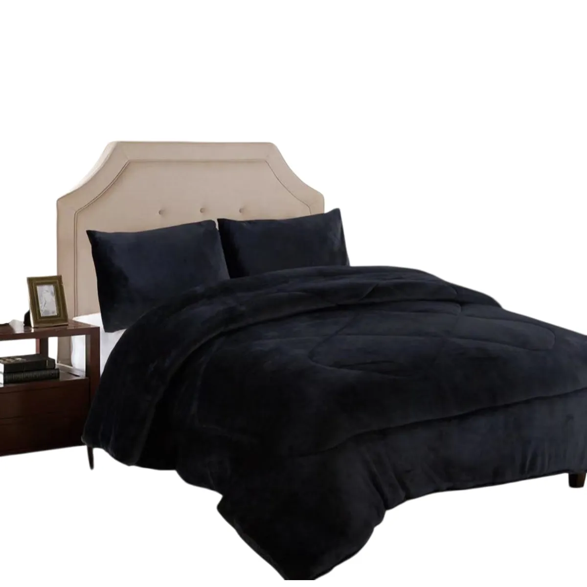 GENERICO - Cobertor  Plush con Choporro, 2 plazas, Negro