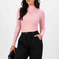 HIPSY SWIMWEAR - Sweater cuello alto mujer acanalado básico colores