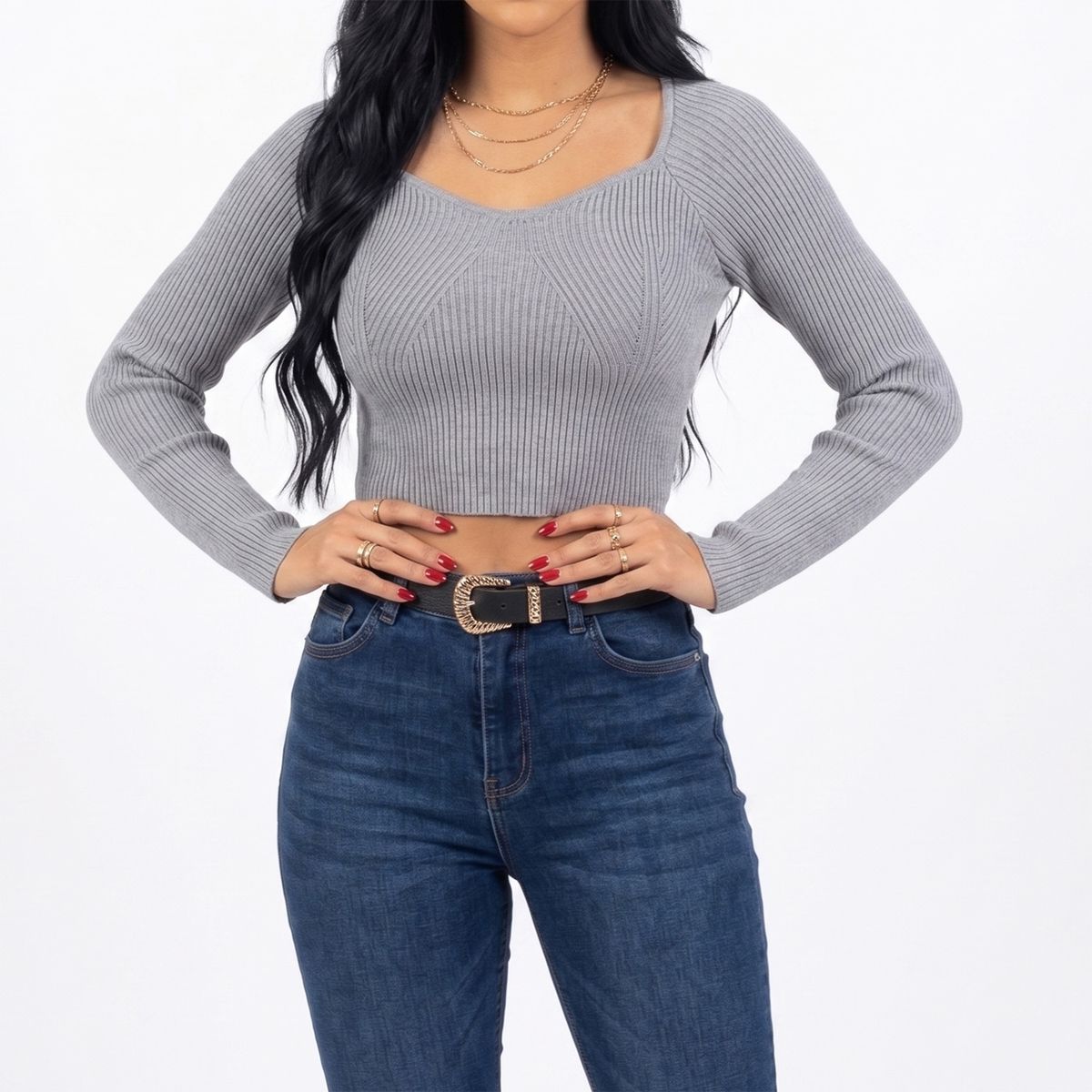 HIPSY SWIMWEAR - Sweater crop mujer invierno colores