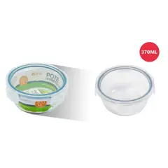 GENERICO - Contenedor Hermético de Vidrio Circular - Tapa con Válvula y Cierre de Seguridad 580ml