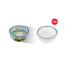 GENERICO - Contenedor Hermético de Vidrio Circular - Tapa con Válvula y Cierre de Seguridad 720ml