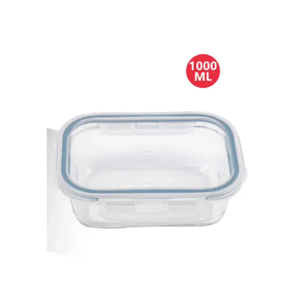GENERICO - Contenedor Hermético de Vidrio RECTANGULAR- Tapa con Válvula y Cierre de Seguridad 1000ml