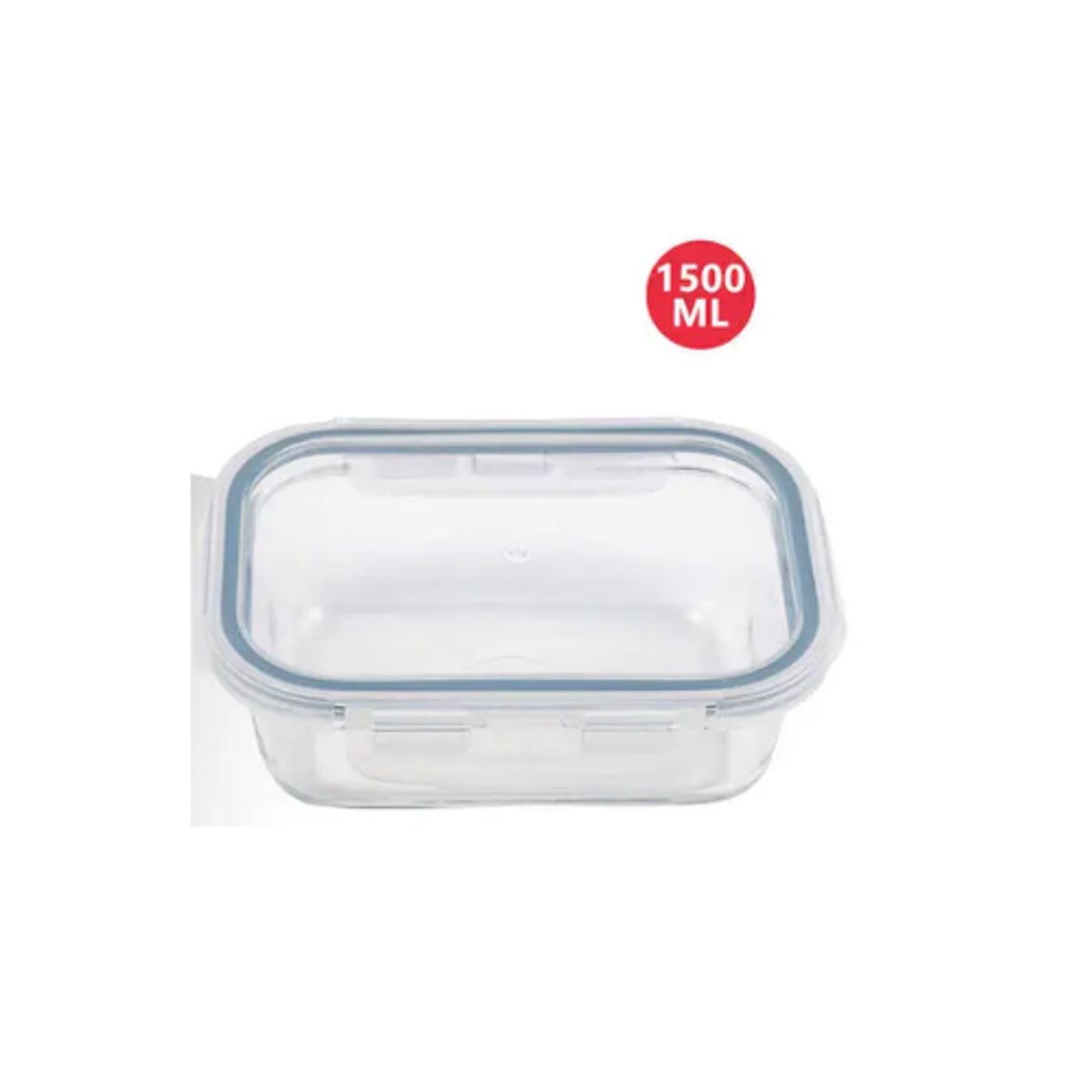 GENERICO - Contenedor Hermético de Vidrio RECTANGULAR- Tapa con Válvula y Cierre de Seguridad 1500ml