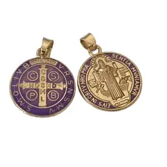 GENERICO - Collar + Medalla San Benito enchape oro modelo MORADO