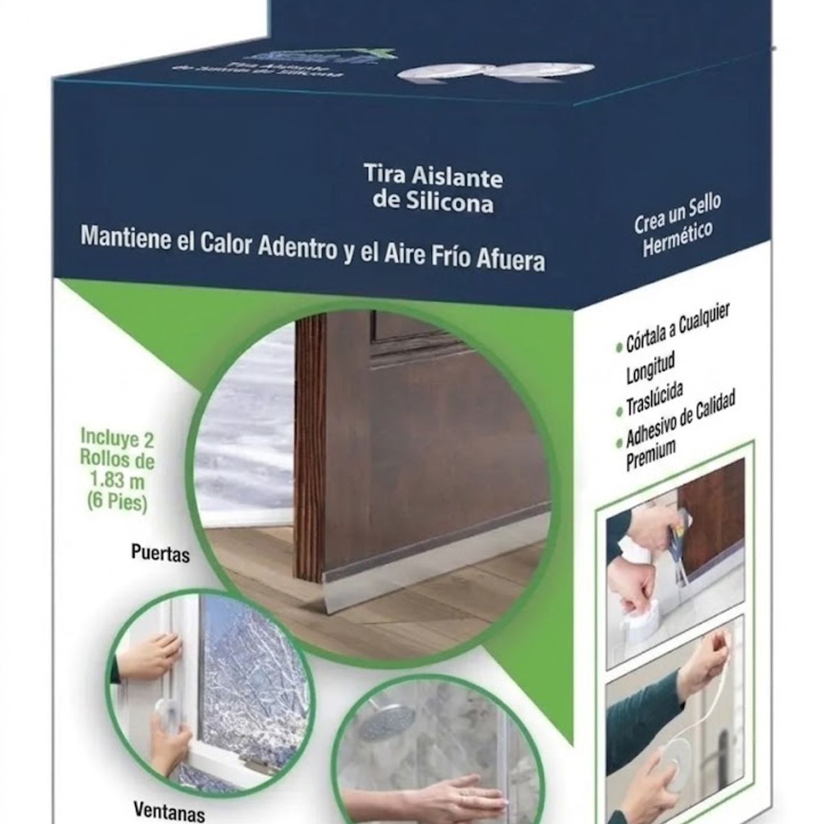 GENERICO - Pack 2 Cinta Aislante Silicona para Puertas Ventanas Ducha