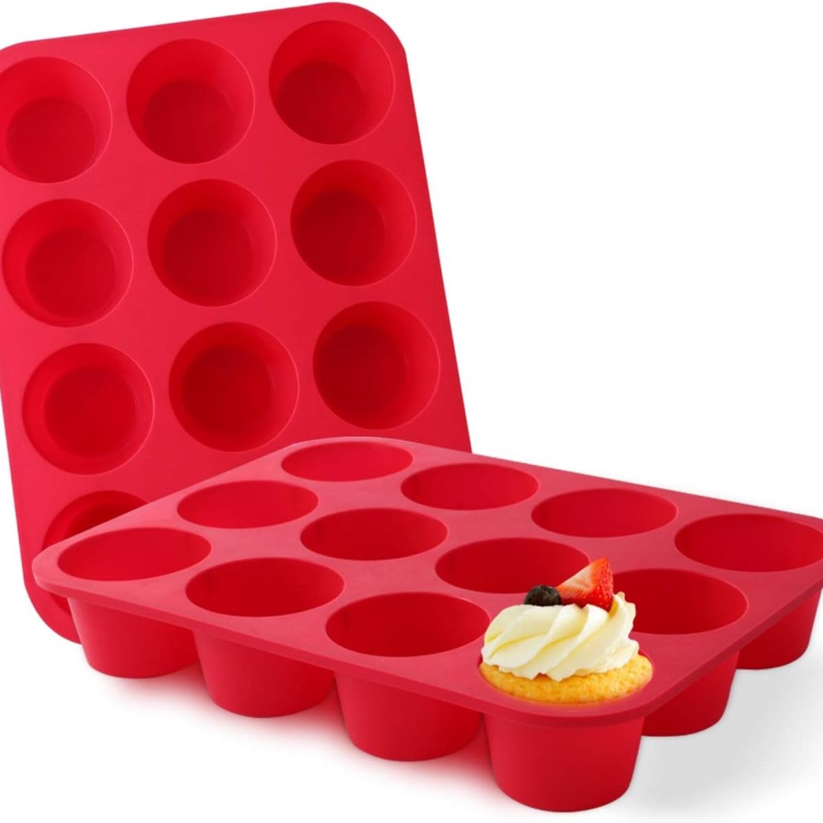 GENERICO - Molde de Silicona para Cupcakes o Muffins capacidad 12 unidades