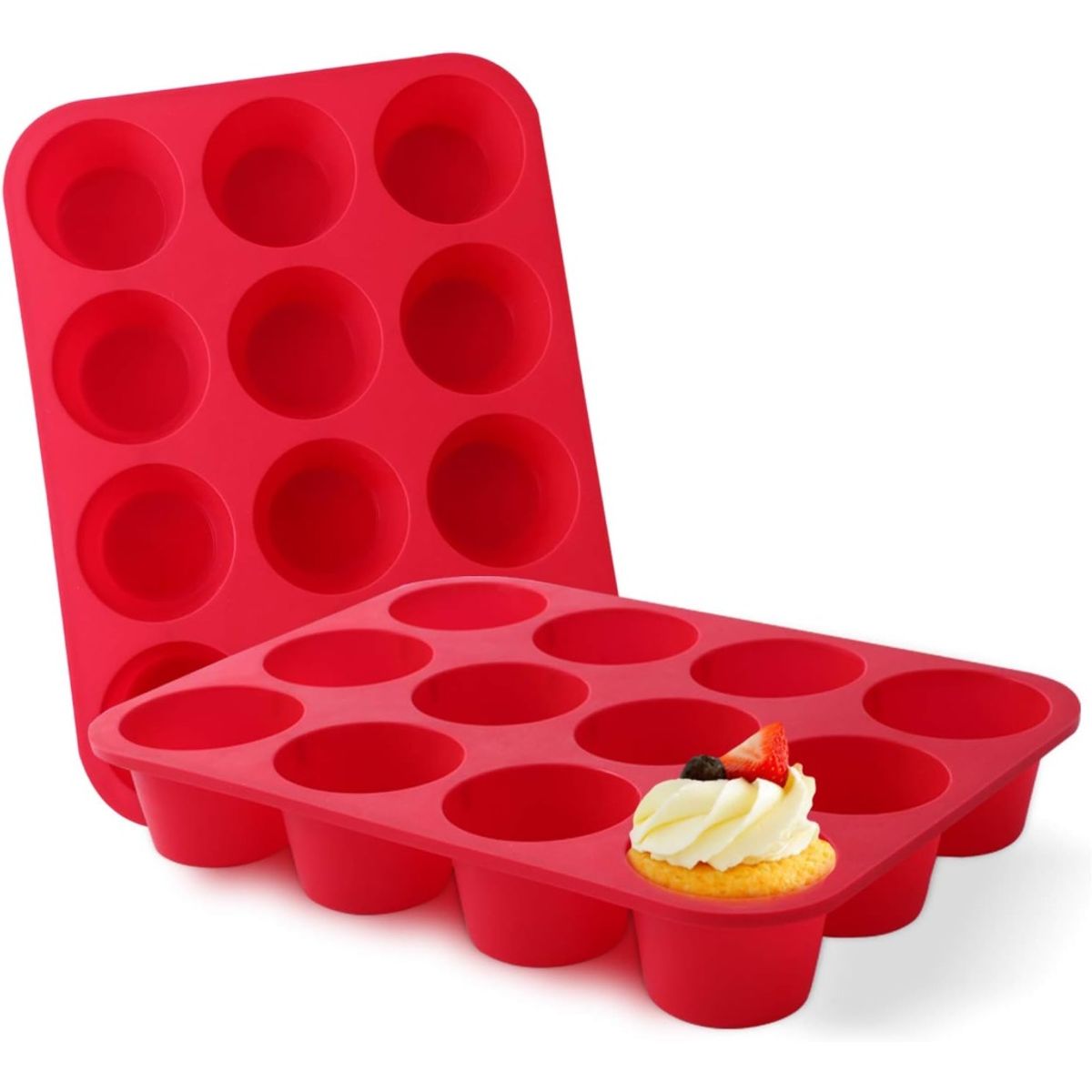 GENERICO - Molde de Silicona para Cupcakes o Muffins capacidad 12 unidades