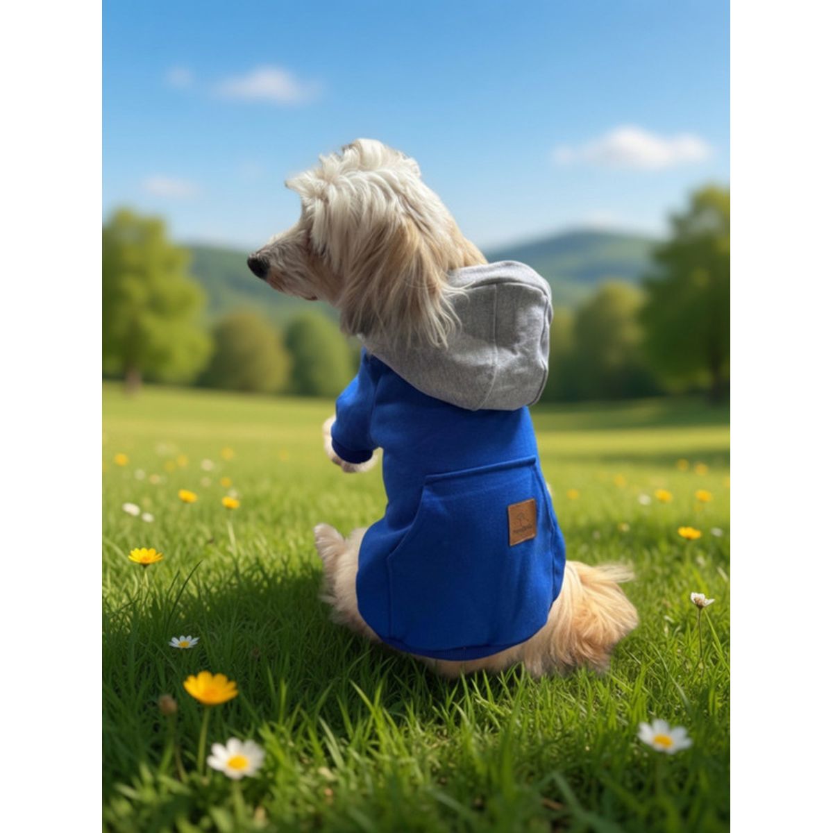 GENERICO - Poleron para Perro y Gato - Hoodie Azul-Gris con gorro Talla S