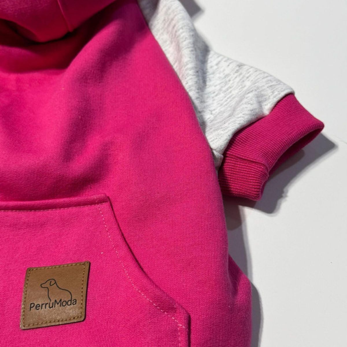 GENERICO - Poleron para Perro y Gato - Hoodie Fucsia-Gris con gorro Talla XL