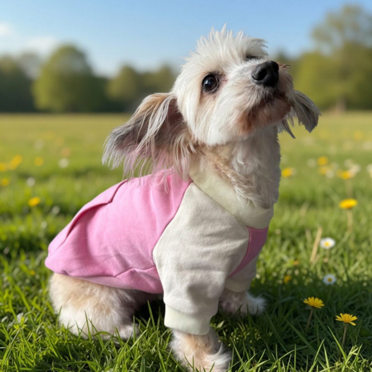 GENERICO - Poleron para Perro y Gato - Hoodie Rosa-Gris sin gorro Talla L