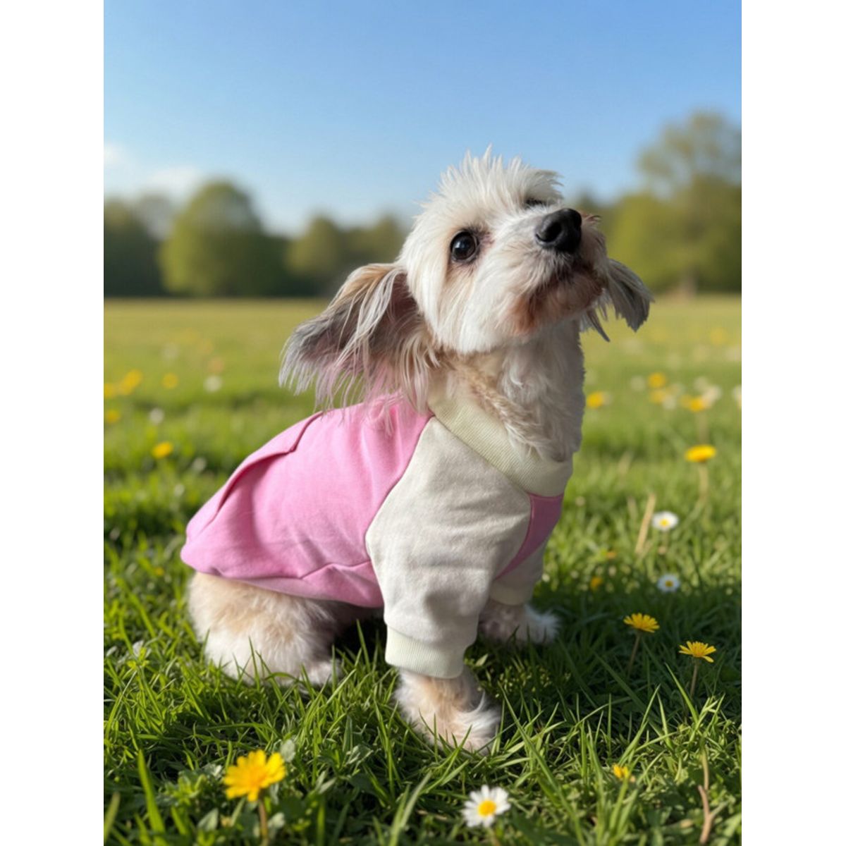 GENERICO - Poleron para Perro y Gato - Hoodie Rosa-Gris sin gorro Talla L