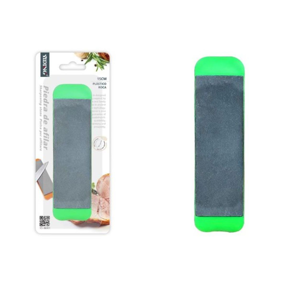 GENERICO - Piedra De Afilar De Roca Con Base Plástica 15 cm - 1 Unidad