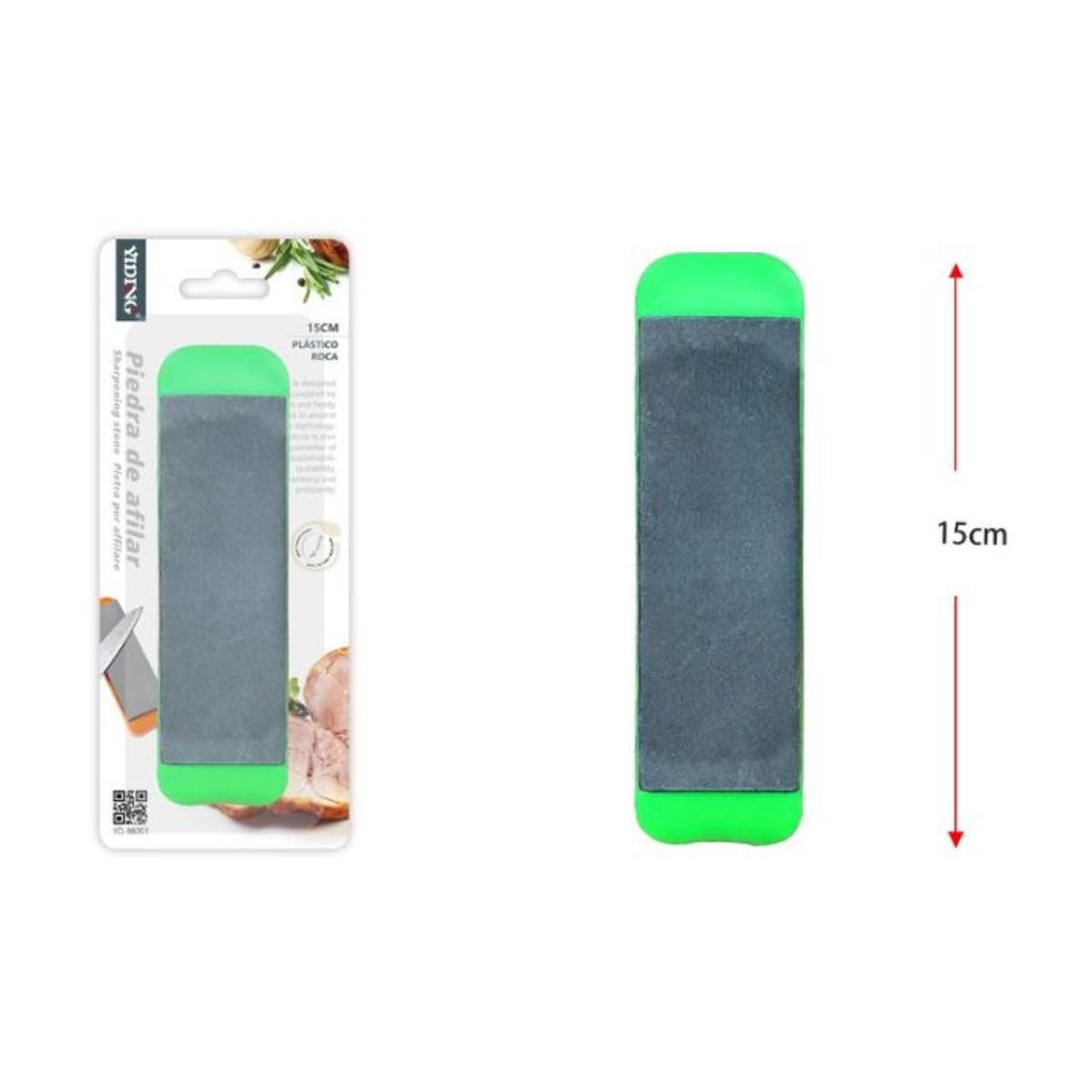 GENERICO - Piedra De Afilar De Roca Con Base Plástica 15 cm - 1 Unidad