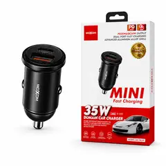 MOXOM - Cargador Auto 35W Carga Rápida USB C Dual PD QC