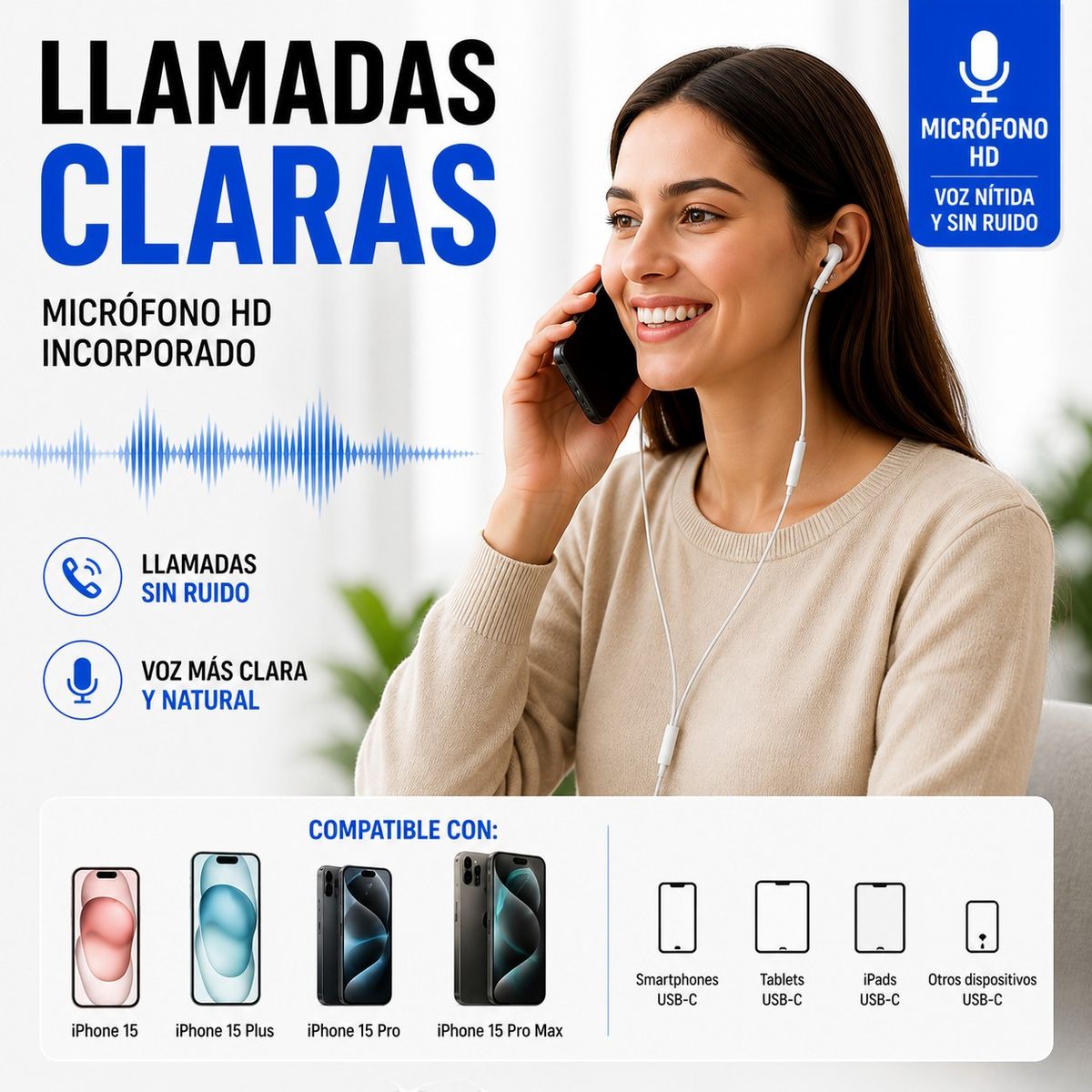 GENERICO - Adaptador Usb C A Jack 3.5mm Audio Para iPhone Y Android