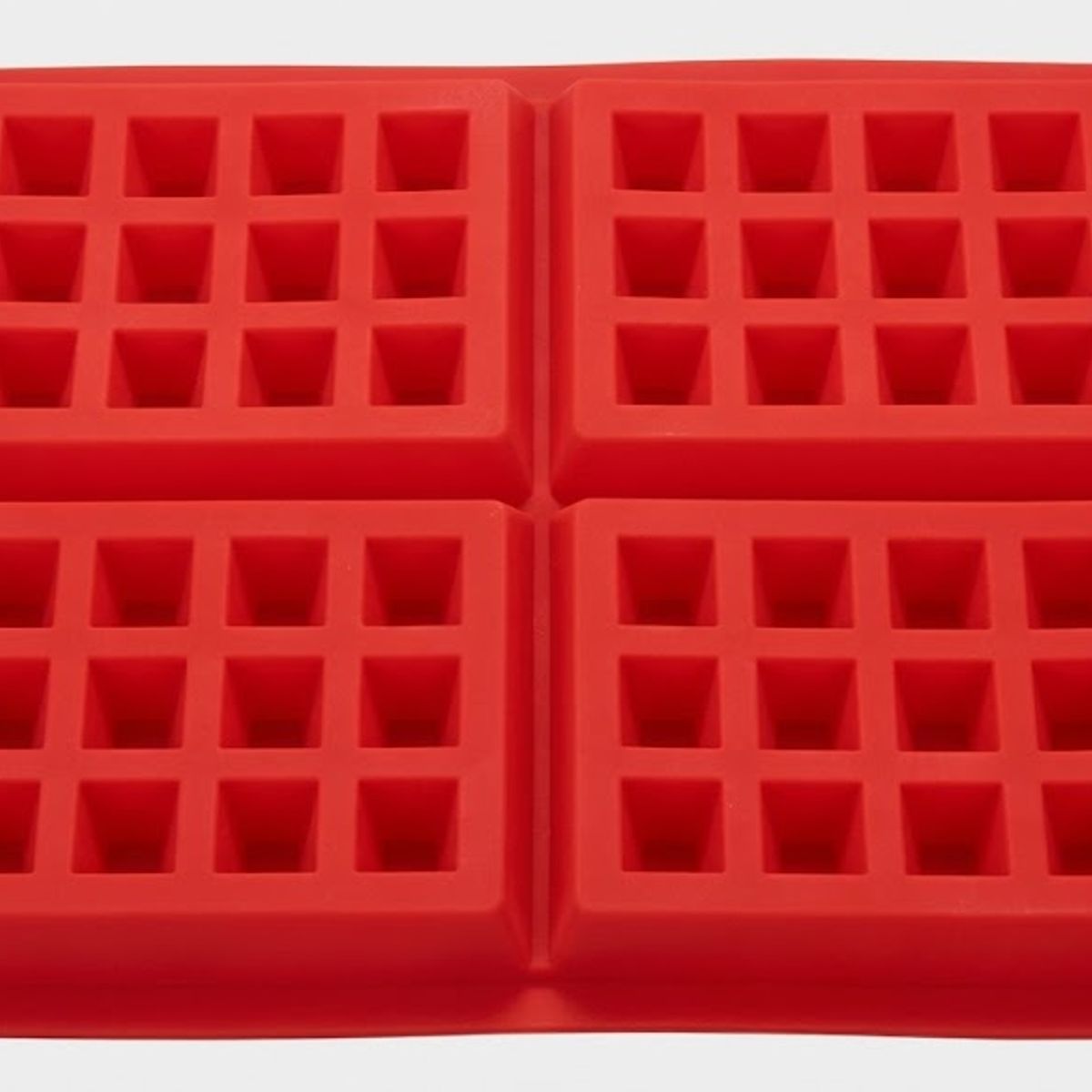 GENERICO - Molde de Silicona para Waffles forma rectangular capacidad 4 unidades en Rojo