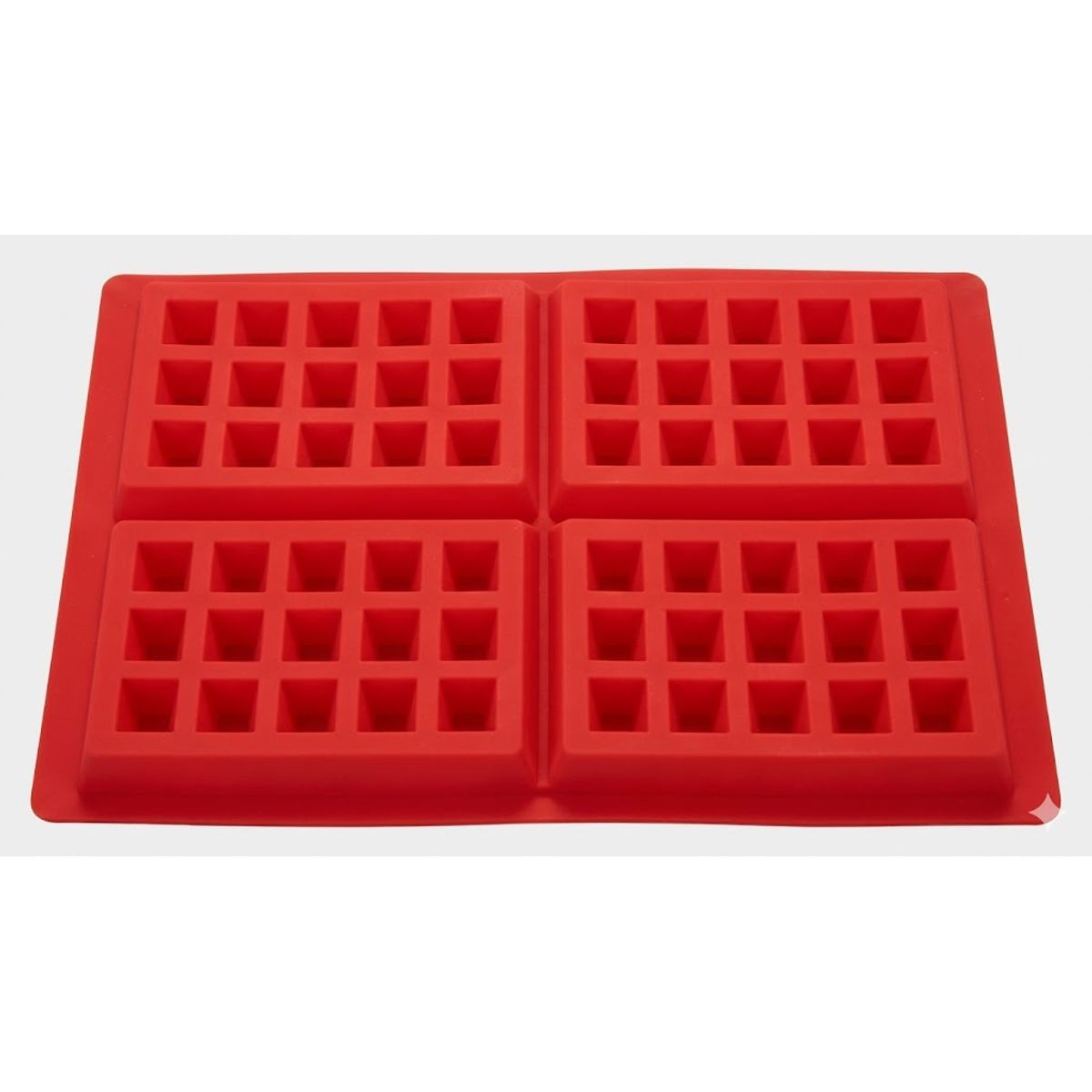 GENERICO - Molde de Silicona para Waffles forma rectangular capacidad 4 unidades en Rojo