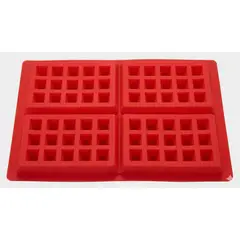 GENERICO - Molde de Silicona para Waffles forma rectangular capacidad 4 unidades en Rojo