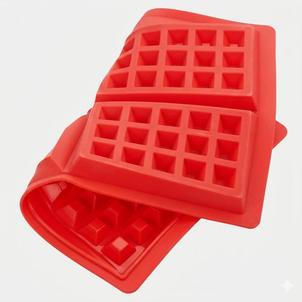 GENERICO - Molde de Silicona para Waffles forma rectangular capacidad 4 unidades en Rojo