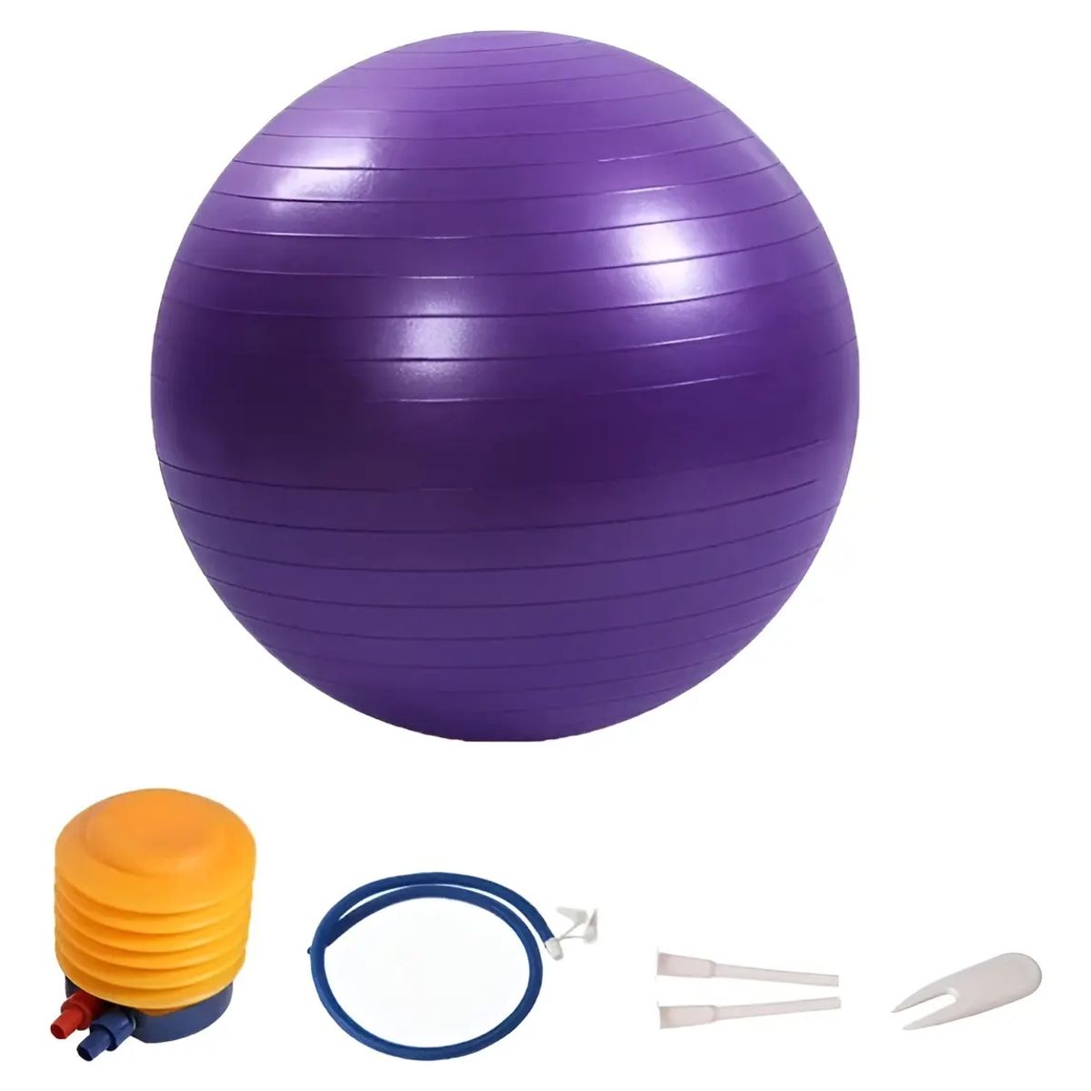 GENERICO - Pelota Balon 75 Cm Pilates Yoga + Inflador Violeta