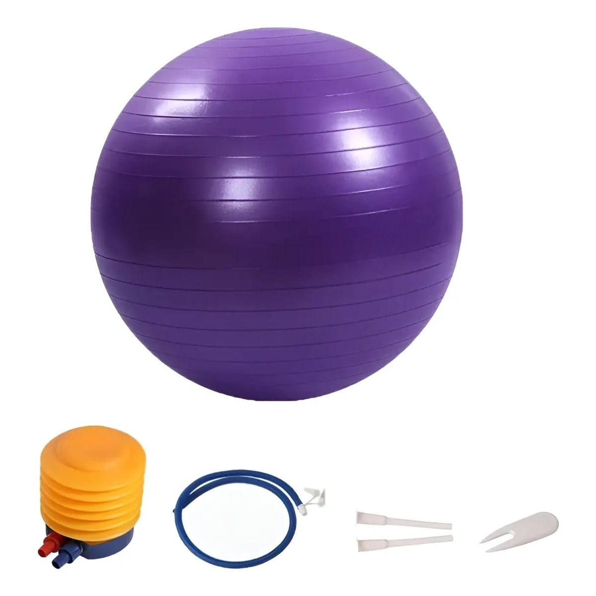 GENERICO - Pelota Balon 75 Cm Pilates Yoga + Inflador Violeta