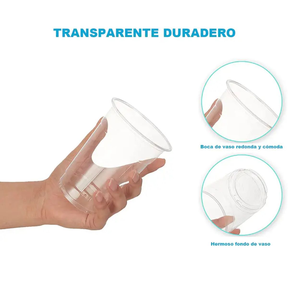 GENERICO - Vaso Plástico Transparente 500ml X 50 Unidades