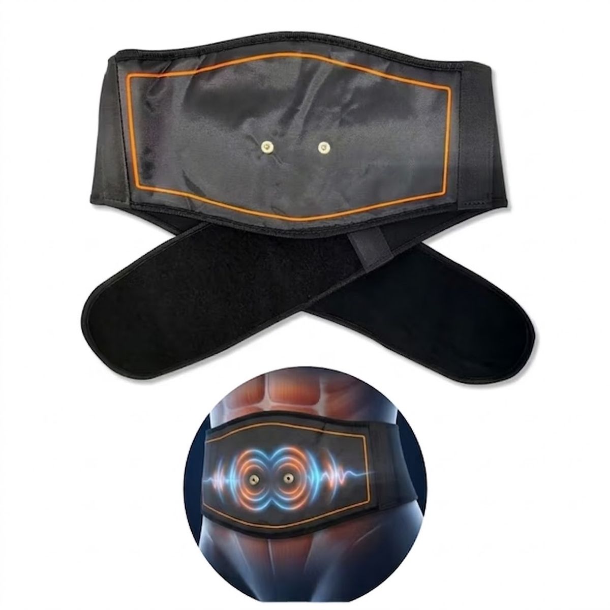 GENERICO - Cinturón de Electroestimulación Muscular carga con USB o 2 Pilas AAA