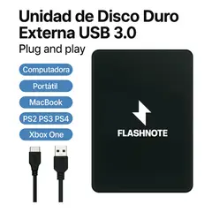 GENERICO - Disco Duro Externo FLASHNOTE 1TB USB 3.0 Compatible PC PS4 Xbox Negro