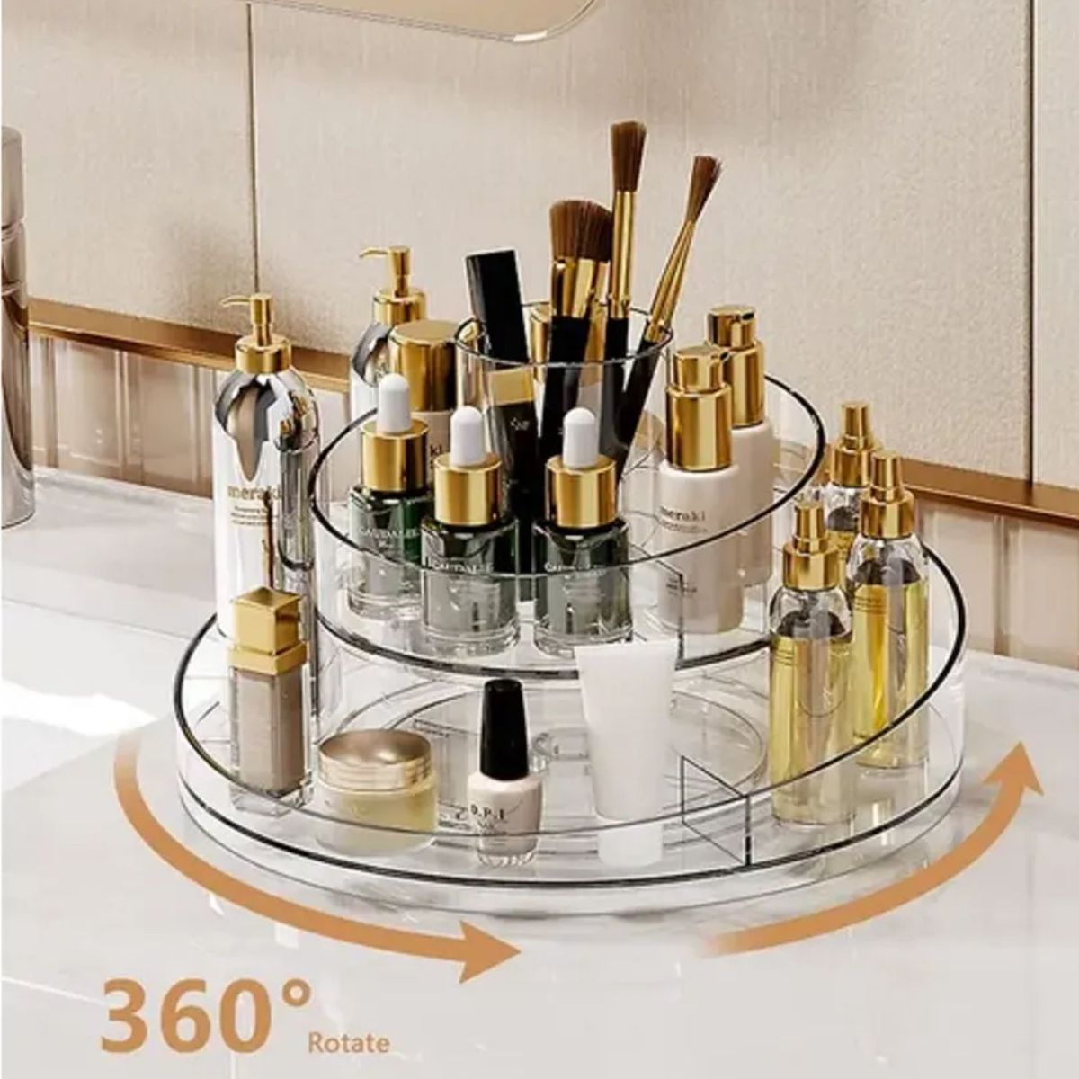 GENERICO - Organizador Cosméticos Maquillaje Escritorio Giratorio 360