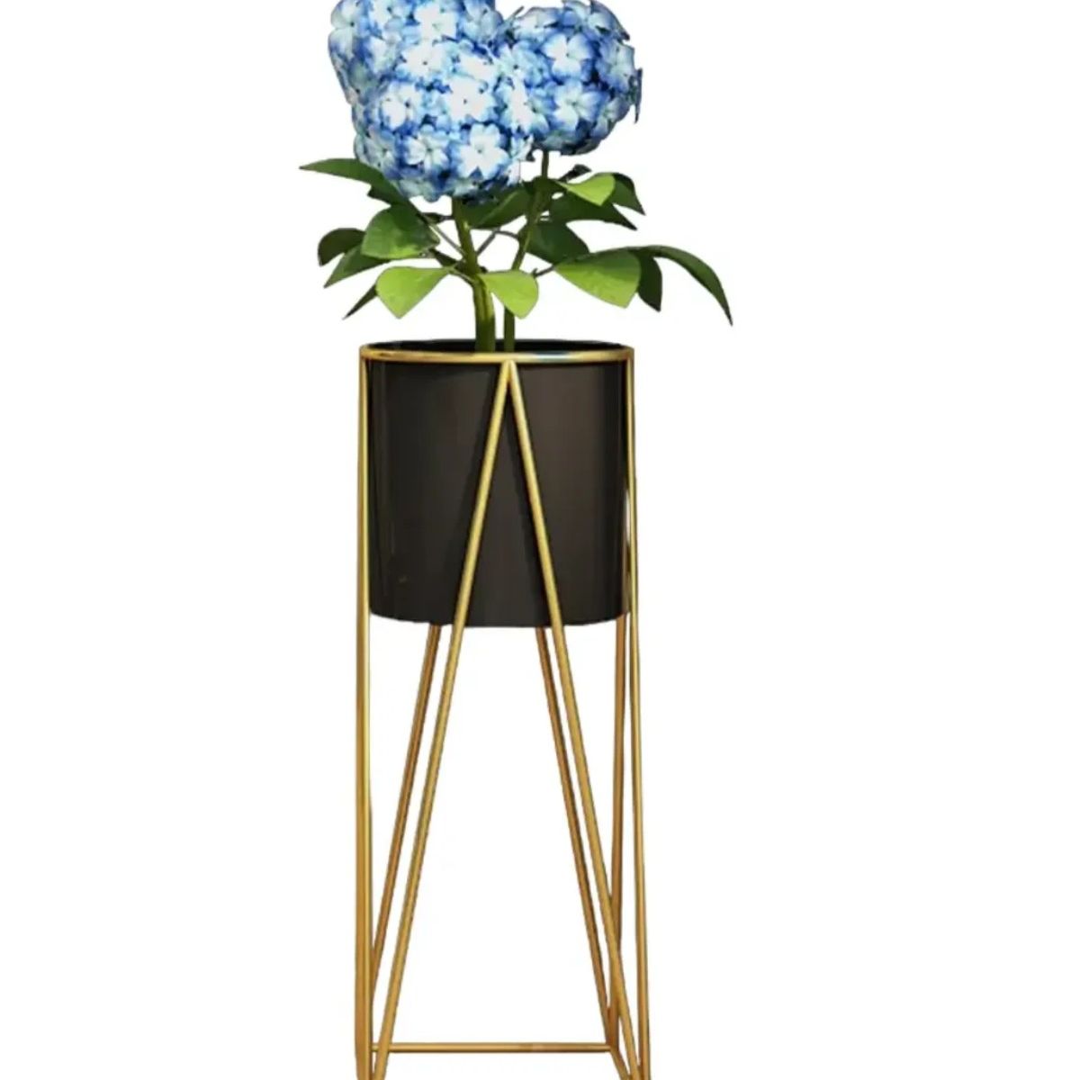 GENERICO - Porta Macetero Pedestal Maceta Plantas Negro Dorado Labg