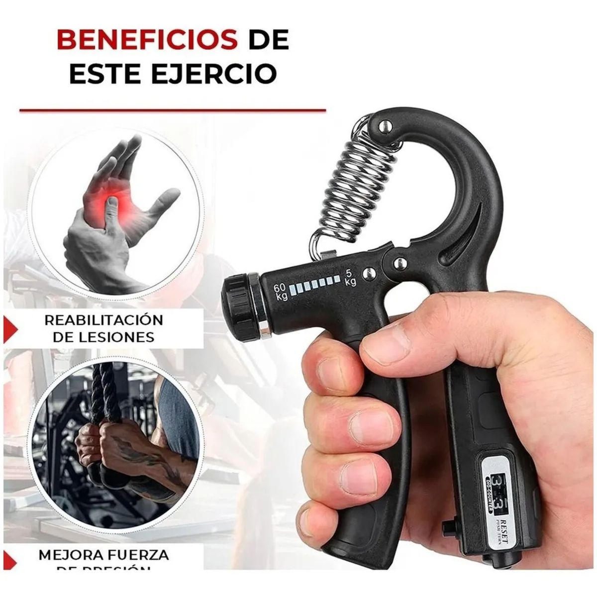 GENERICO - Ejercitador Antebrazos Manos Ajustable Muñeca Agarre De Mano
