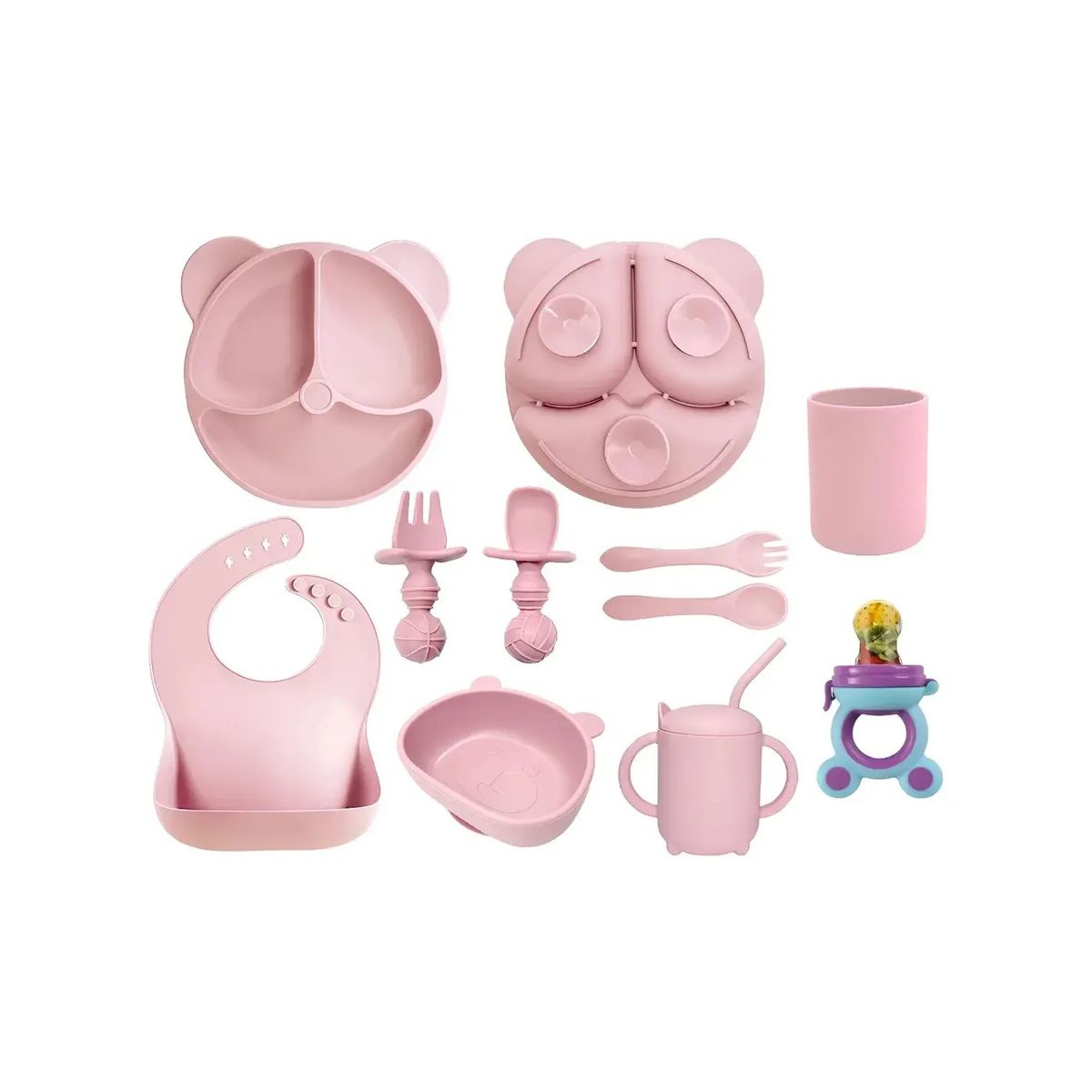 GENERICO - Set De Alimentación Silicona Dividida Con Ventosa Bebés 10pz
