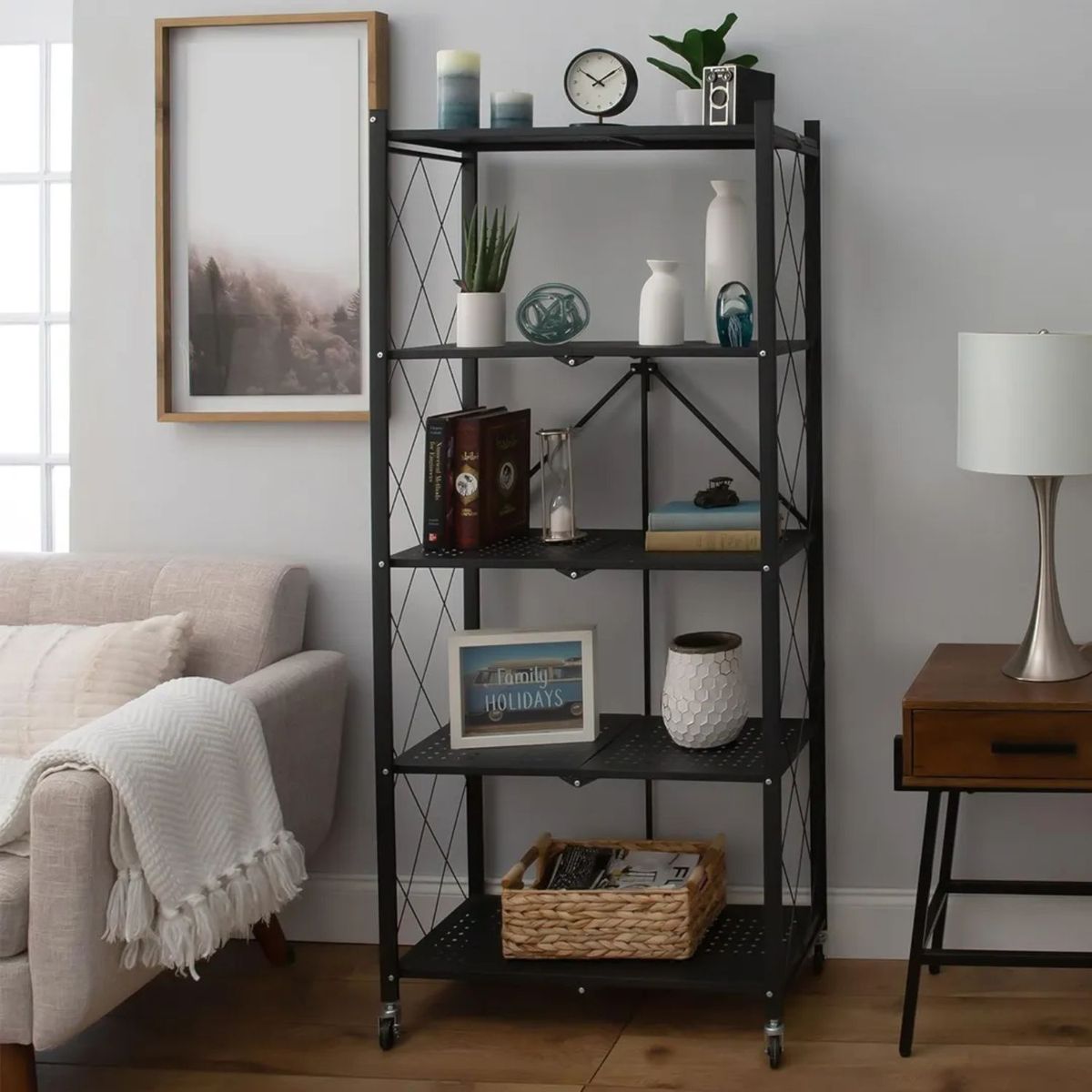 GENERICO - Estante Organizador Plegable Metal Con Ruedas