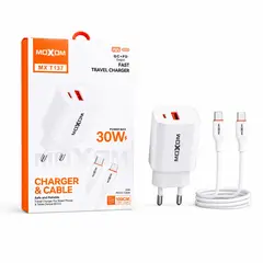 MOXOM - Cargador Dual Certificado 30W carga Rapida Cable C to C