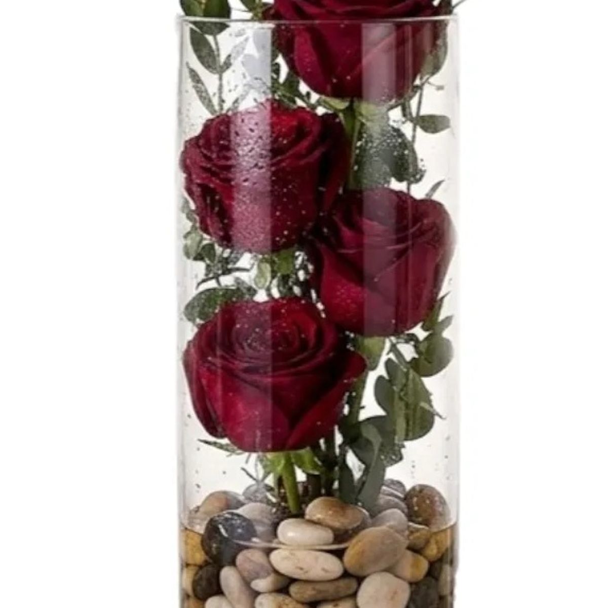 GENERICO - Florero de Cristal Cilíndrico Premium 40x12cm Decoración Hogar