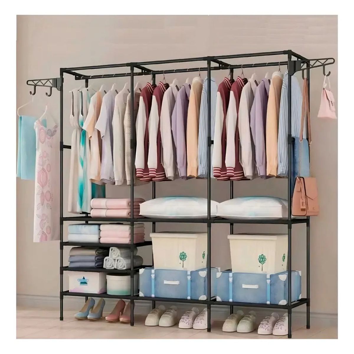 GENERICO - Ropero Armable 3 Cuerpos Closet Perchero Organizador