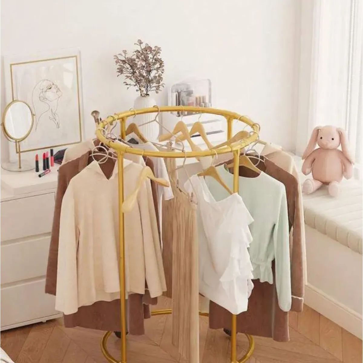 GENERICO - Colgador de Ropa Circular Giratorio con Ruedas