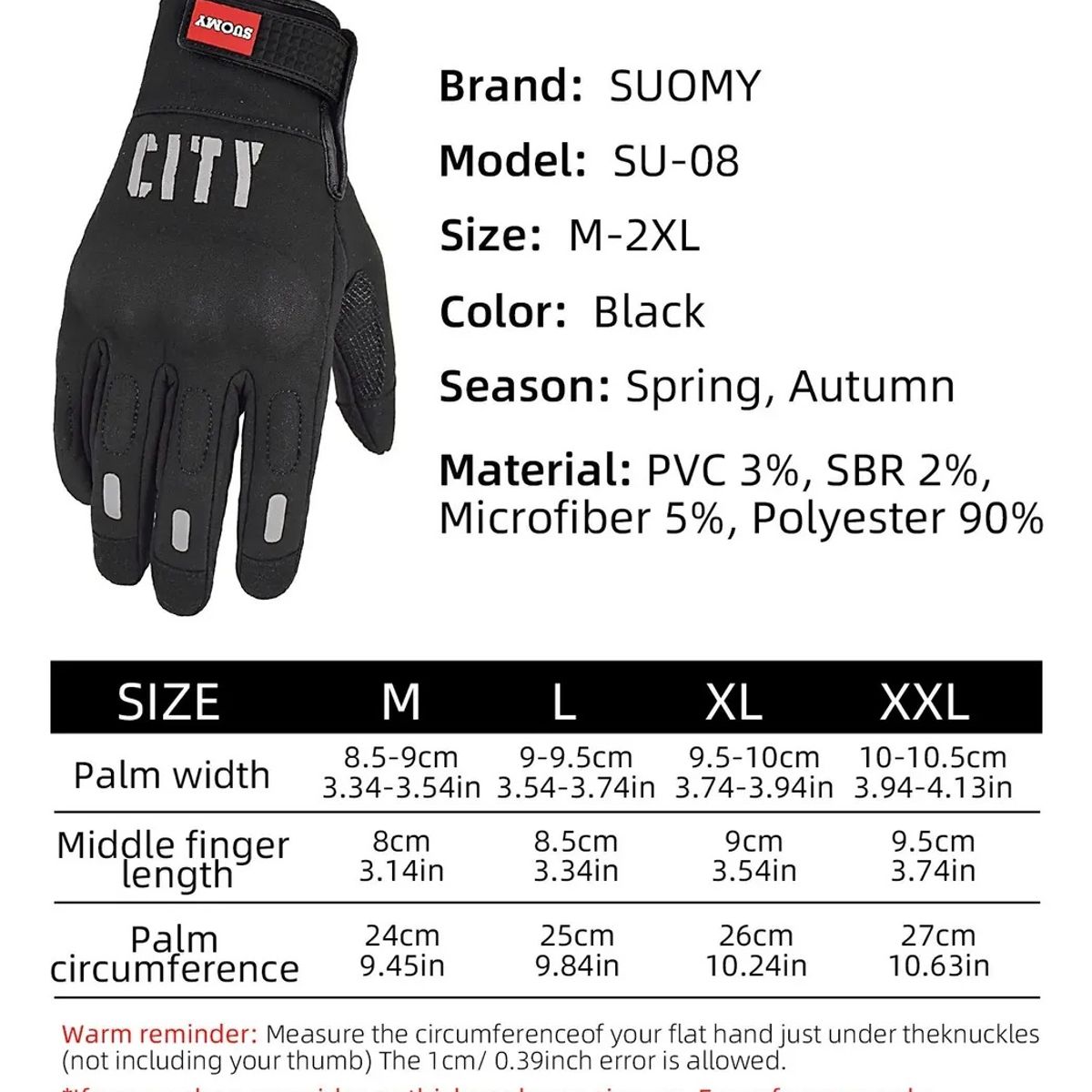 CITYMOTOS - Guantes Para Moto Suomy City Impermeable Touch